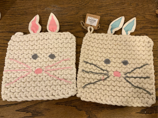 Crochet Bunny Face Pot Holder