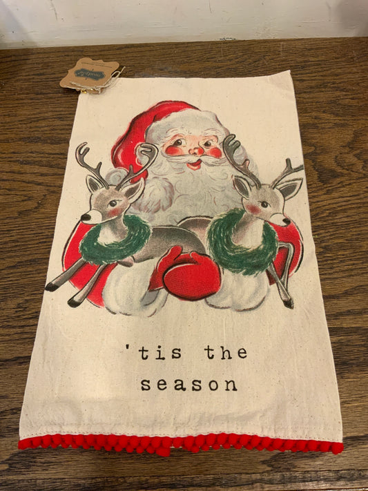 Santa Holding Deer Towel