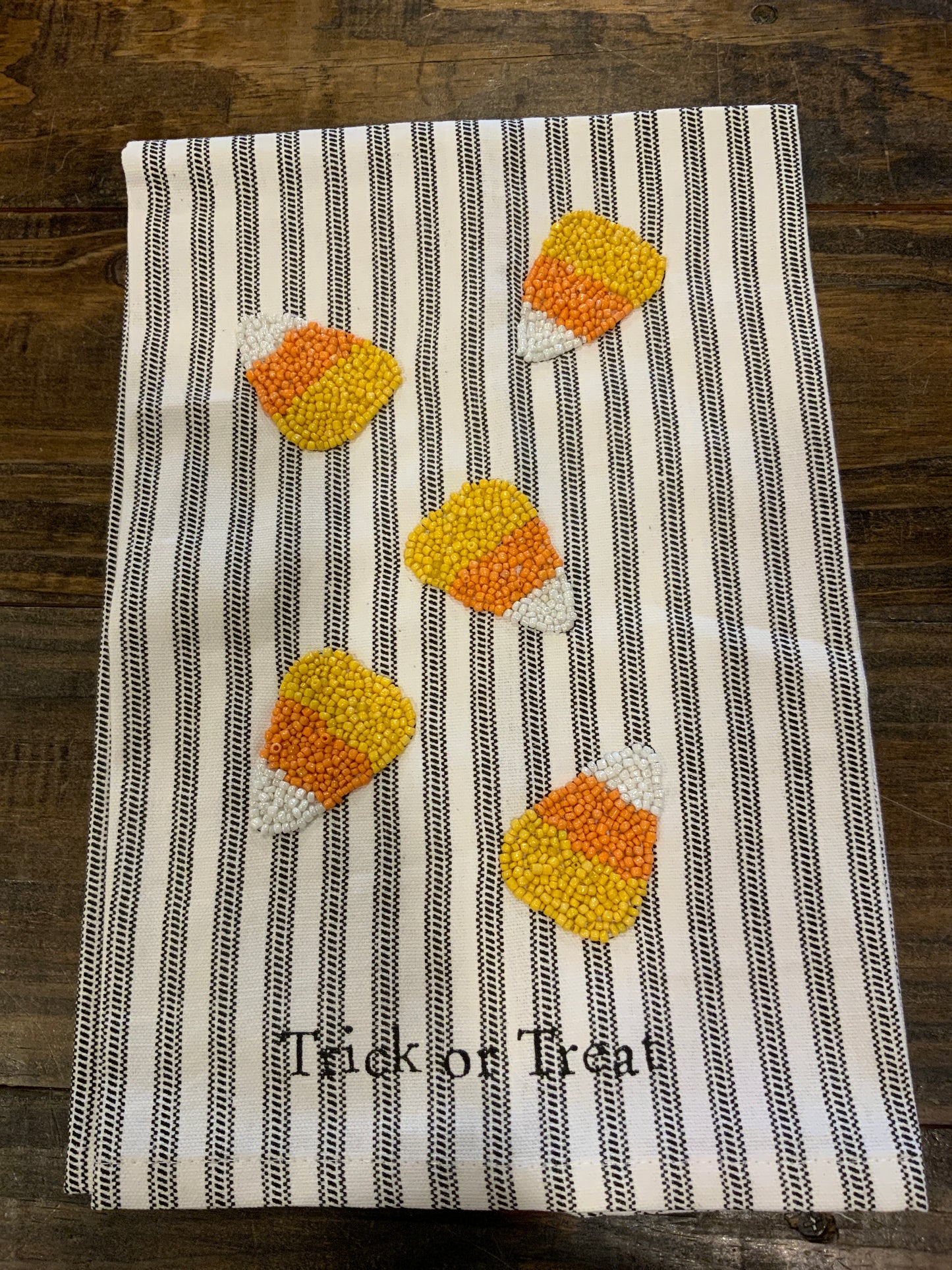 Candy corn bead towel