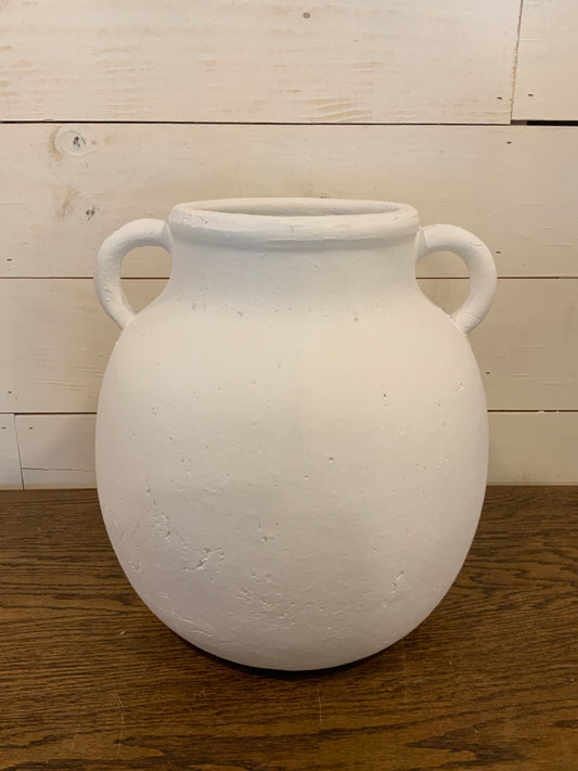 2 Handle White Jug Vase