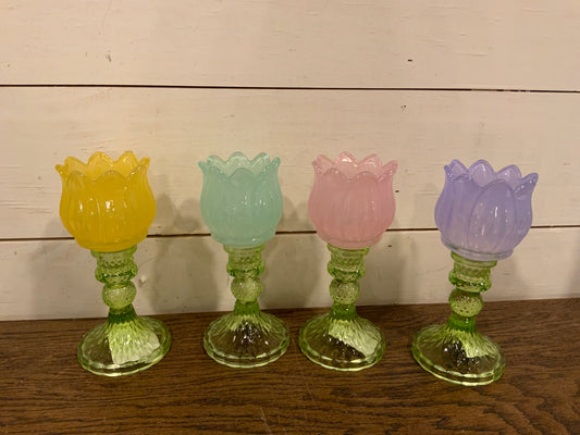 Glass Tulip Tea Light Holders