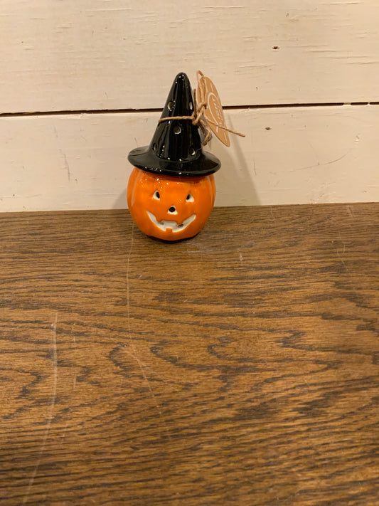 Pumpkin witch hat light up sitter