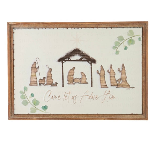 26.25” Come Let us Adore Him Framed Wall art