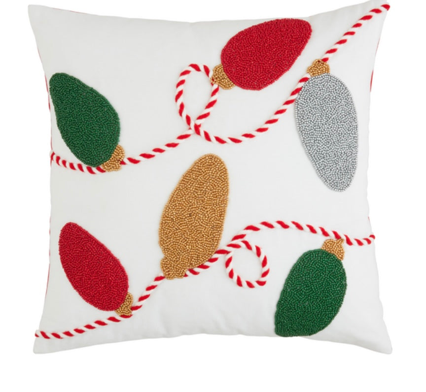 Christmas lights beaded pillow