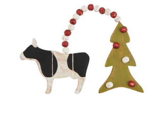 Cow double farm ornament