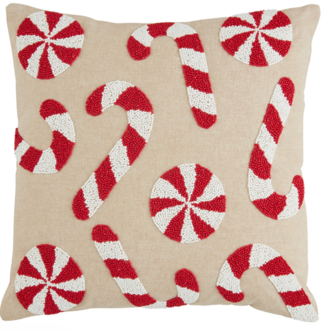 Candy cane beaded pillow