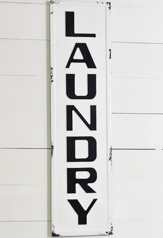 Press tin laundry sign