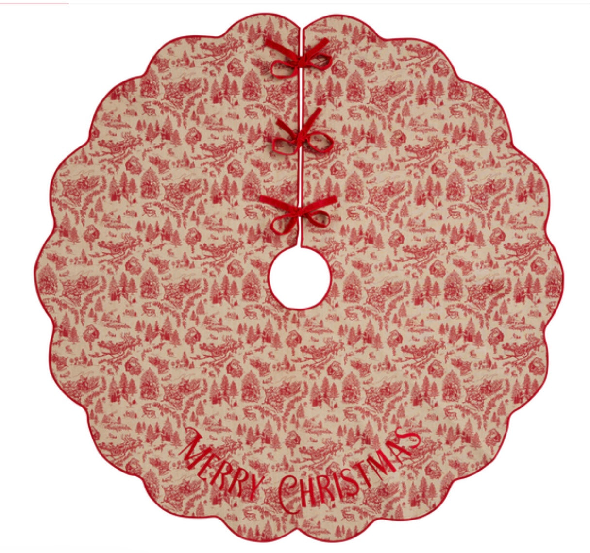 Toiled merry Christmas tree skirt