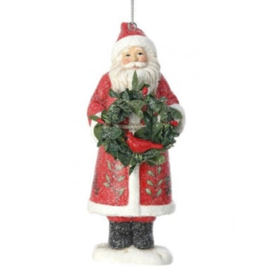 5” Santa w/ holly ornament