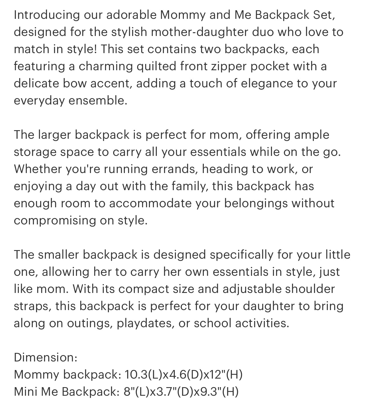 Mommy & Me Backpack