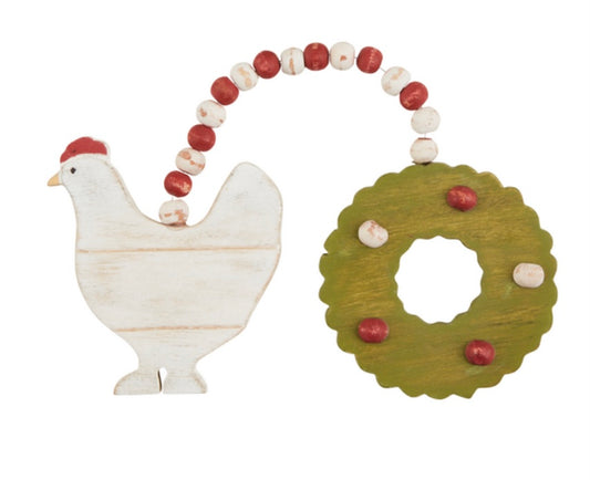 Chicken double farm ornament