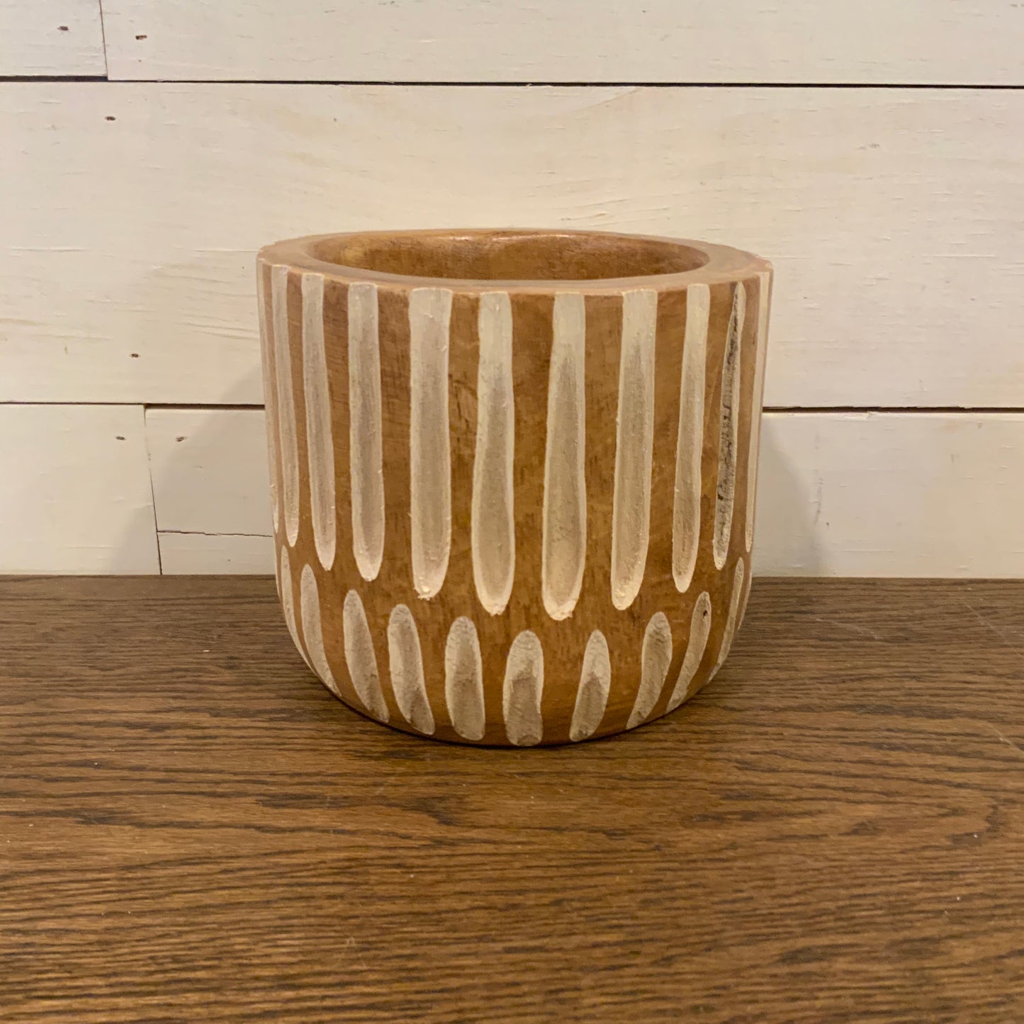 Carved stripped planter