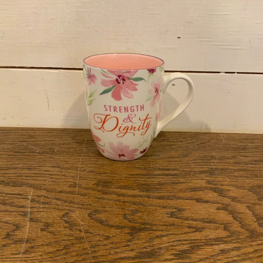 Pink strength & dignity mug