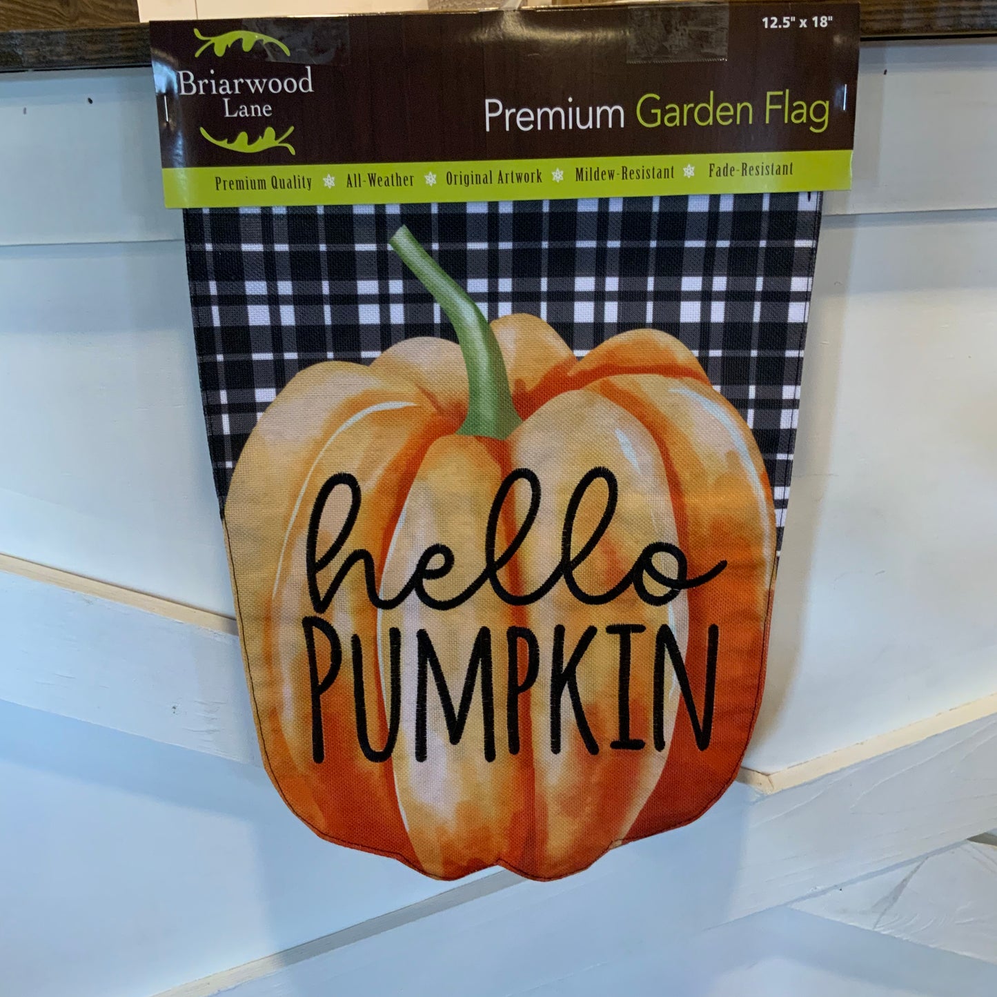 Hello pumpkin burlap garden flag