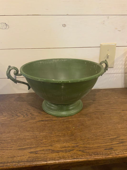 Aged green pedestal bowl