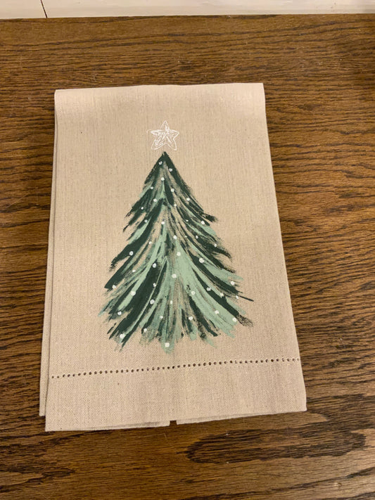 White tree painted towel