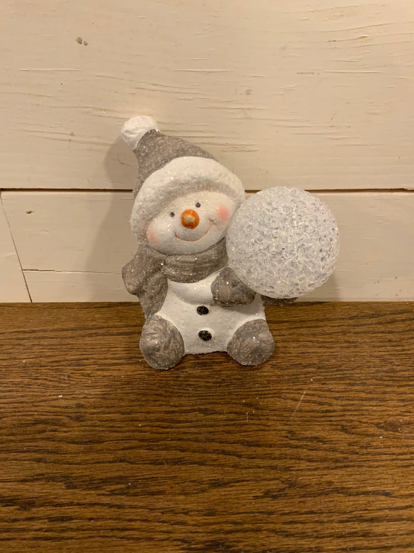 5.1” lighted holiday snowman w/ snowball