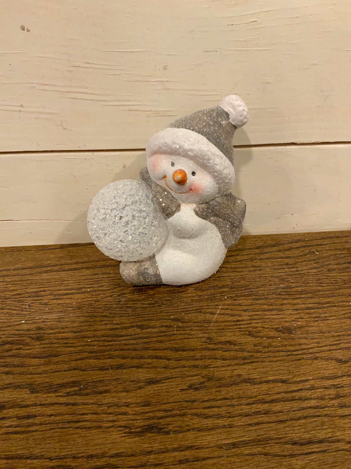 5.1” lighted holiday snowman w/ snowball